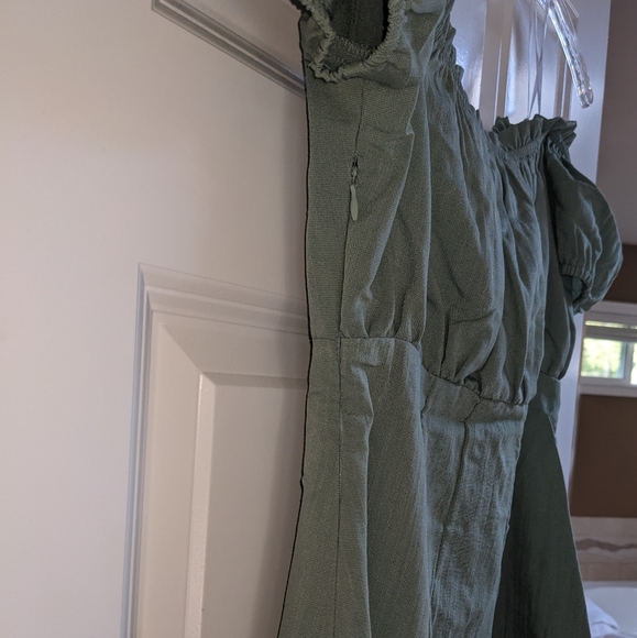 Sage Green Off the Shoulder Mini Summer Dress - Picture 7 of 8